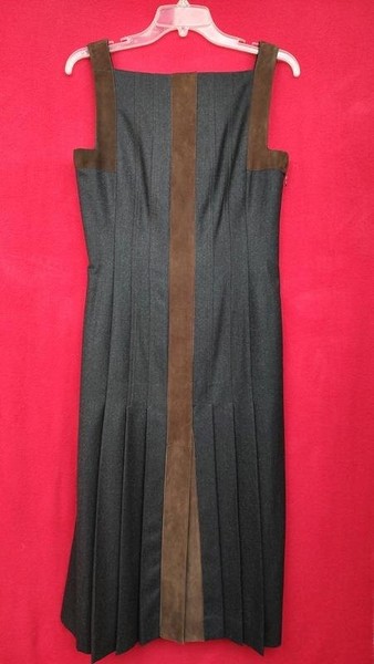 Damen Akris Kleid Grau Wolle 36
