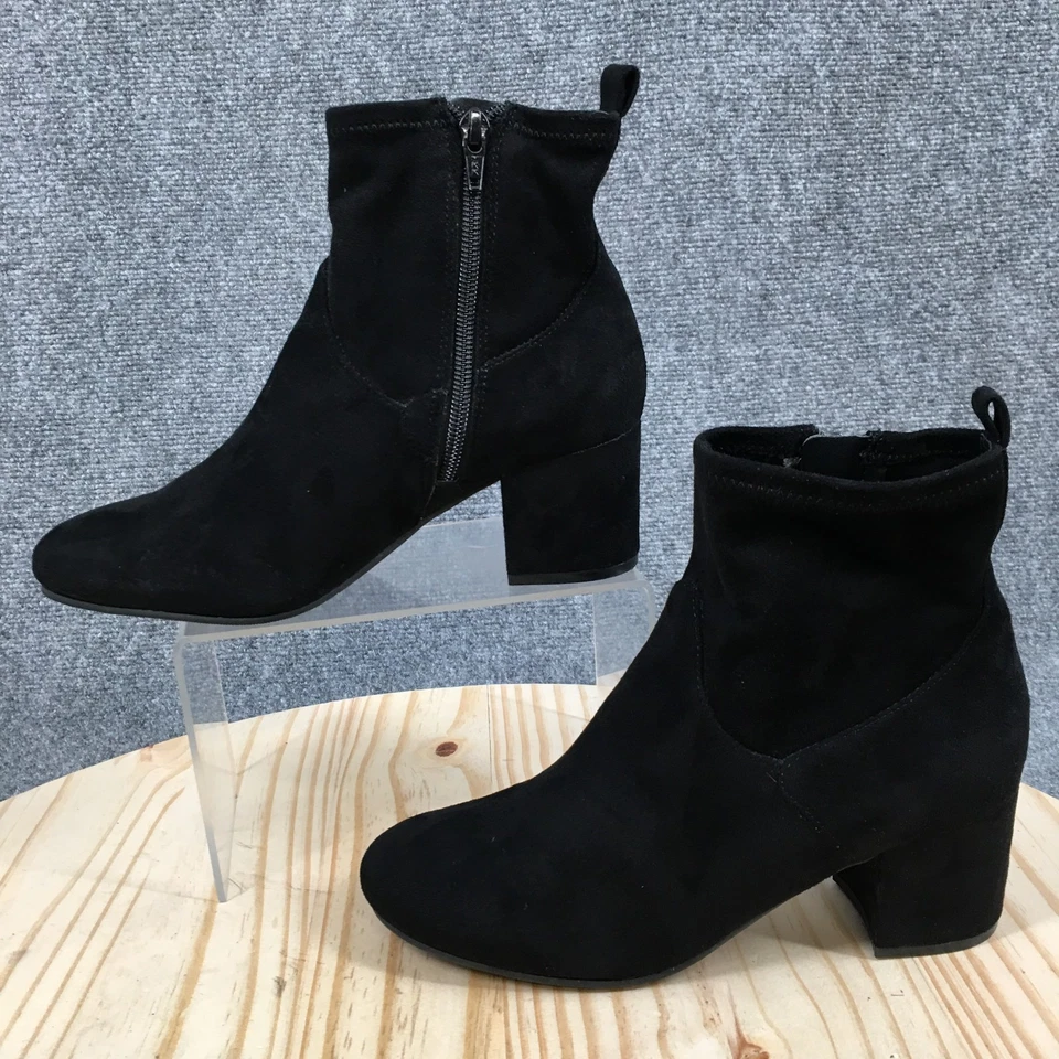 Botas Nine West para mujer 6,5 M Goal Keep botín al tobillo negro cremallera lateral tacones bloque Foto 2 de 4