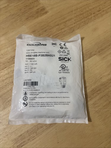 SICK DOUGLAS PHOTOELECTRIC SENSOR HSE18B-P3B2BAS21 1287259 - Picture 1 of 2