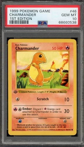 Pokemon Charmander Base Set Shadowless 1st Edition #46 PSA 10 Gem Mint