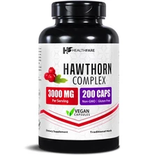 Healthfare Hawthorn Supplement, 3000mg | 200 Veg Capsules | Traditional Herbal