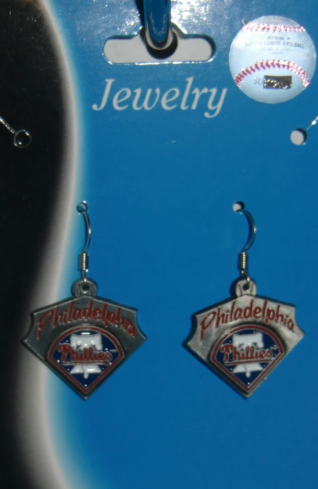 Philadelphia Phillies Dangle Earrings Licensed MLB Baseball Jewelry - Image 2 of 3