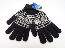 Meigu Soft Knit Snowflake Unisex Gloves One Size Black/Gray 128R