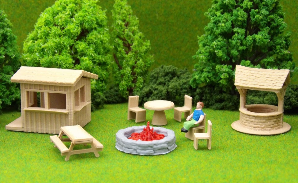 HO Scale Playhouse / 9 pc Accessories - 3D Printed Model Railroad Train Scenery - Image 2 of 4