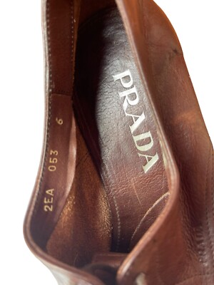 タ*シ様 PRADA プラダ プレーントゥシューズ Brown 6 プラダ レザー レザーシューズ 6 メンズ ブラウン 2EE197 ポスト