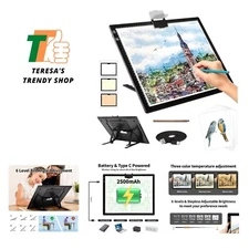 Rechargeable A3 Light Pad for Diamond Painting,Tracing Light Box with Stand a...