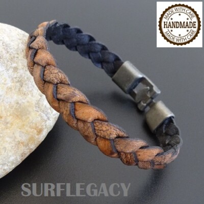 Herren Lederarmband Lederarmband geflochten Handarbeit