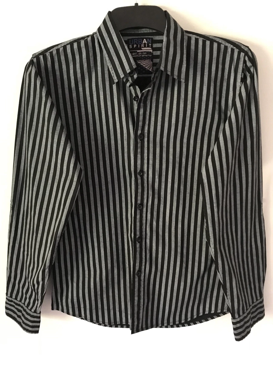 Urban Spirit 100% Cotton Mens Long Sleeve Stripped Shirt Size S