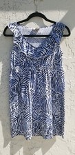 Ann Taylor Loft SP Petites Blue Print Sundress With Ruffled Neckline