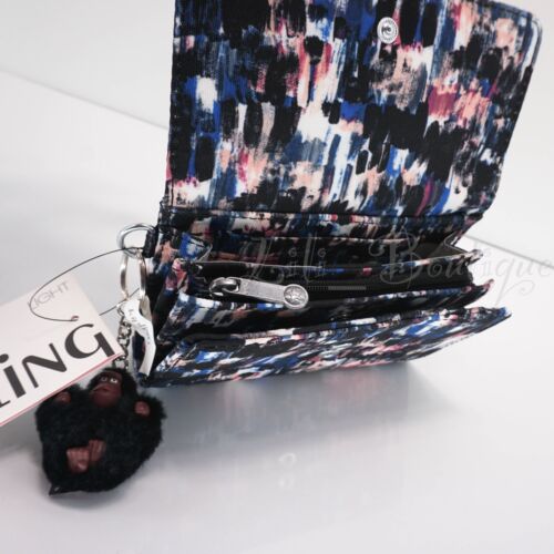 Kipling PIXI Snap Medium Trifold Wallet AC3739 Polyester Brush Strokes $54 NWT - Picture 6 of 12