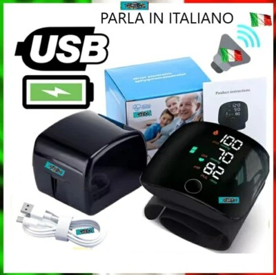 Misuratore di Pressione Sanguigna da Polso LCD Parlante con Voce In ITALIANO
