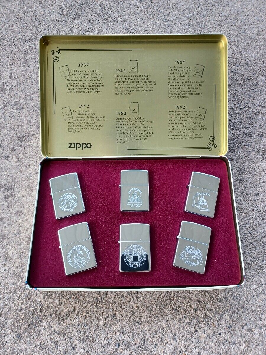 ZIPPO Anniversary Series 1932- 1992 Collectors Edition Set WITH ORIGINAL  RECEIPT