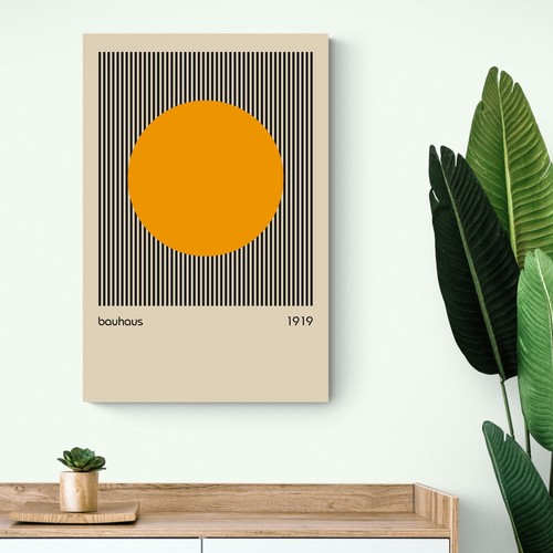 Bauhaus Orange Circle 1919 - Abstract - Canvas Wall Art Framed Print - Picture 2 of 5