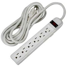 New 12 Feet 6-Outlet Surge Protector 15A, 90J UL Listed