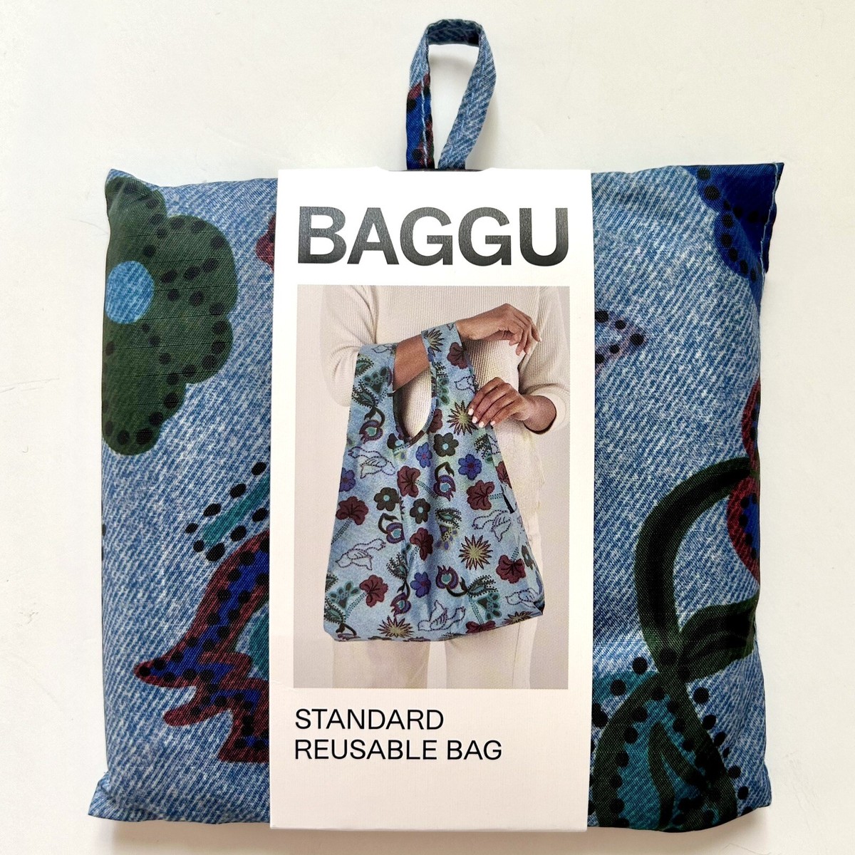 BAGGU ダイナソー　standard NEW! Baggu STANDARD BAG in “Digital Denim Birds” — Recyc