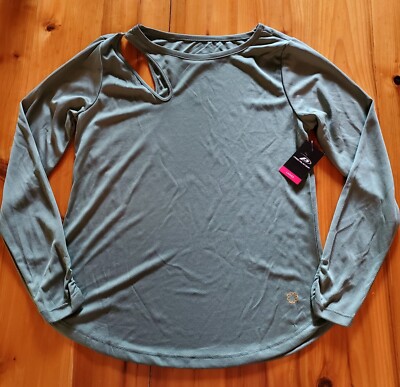 Pro Player Green Active Top Crunched Sides On Sleeves-1 Side Cold Shoulder-Sz M