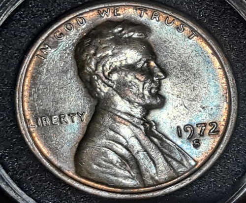 Lincoln Cent DDO 004 1972 S atractivo azul/plateado tonificación y doble matriz anverso - Imagen 4 de 12