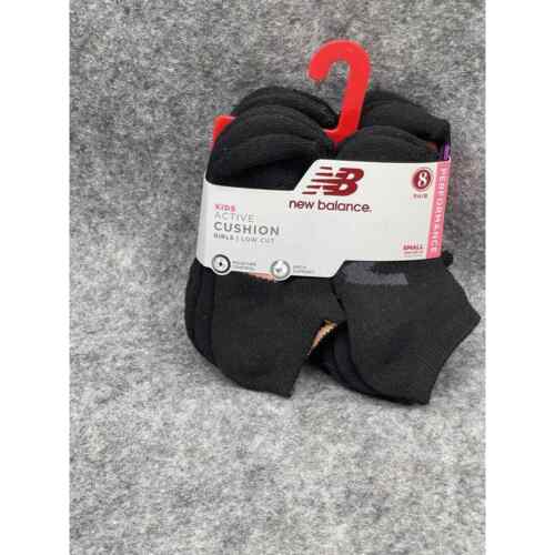 New Balance Girls Kids 8Pk Performance Active Cushion Low-Cut Socks Size Small - Picture 1 of 6