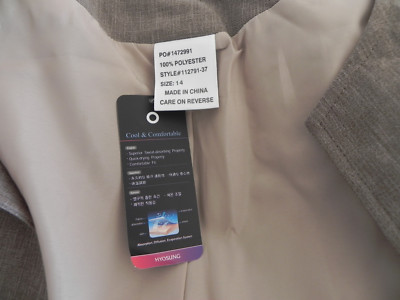 ロー NWT Cintas Blazer Open Duster Quick Dry Comfort Tan Pockets Size