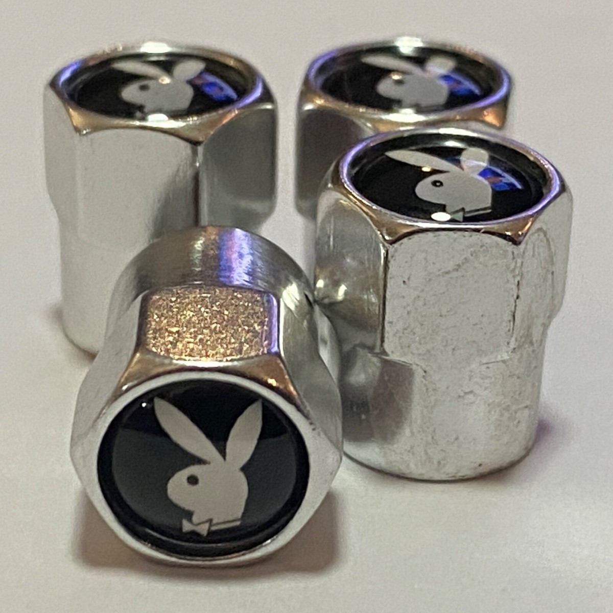Play Boy Playboy Chrome Metal Tire Valve Stem Caps pimp 70's