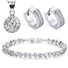 SCHMUCKSET 925 STERLING SILBER HALSKETTE ZIRKONIA ARMBAND CREOLEN OHRRINGE KETTE