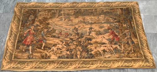 Vintage French Tapestry Medieval Pictorial Wall Decor Tapestry 3x6 ft Free Ship