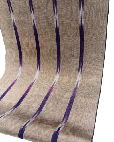 Moire Bronze - Purple Ikat Silk Luxurious Upholstery Ottoman Fabric By 2 Meters. - Picture 7 of 11