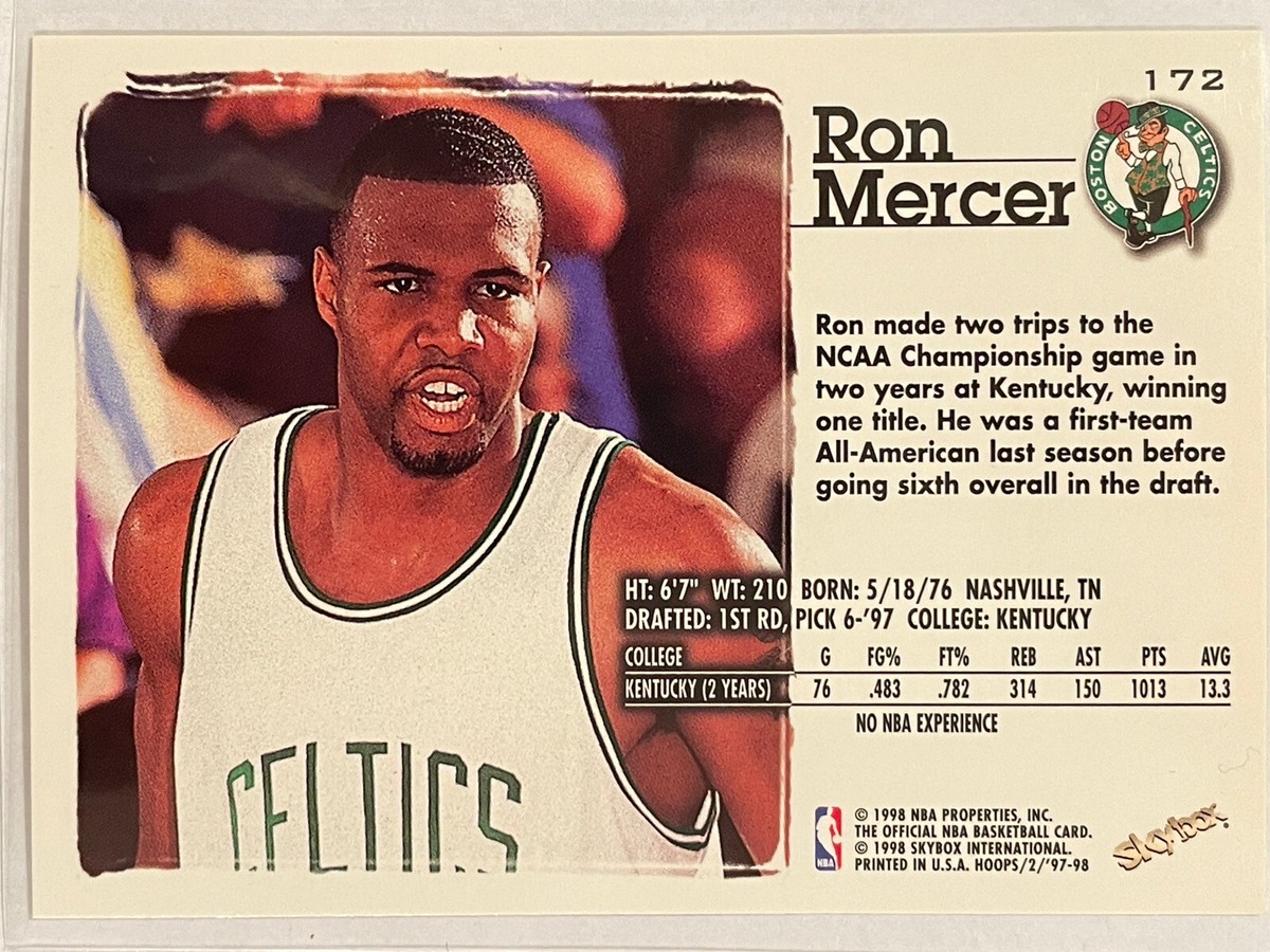 1997-98 NBA Hoops Ron Mercer Rookie RC #172 Basketball Boston
