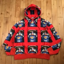 BAPE INVASION logo pullover hoodie Red A Bathing Ape Size L