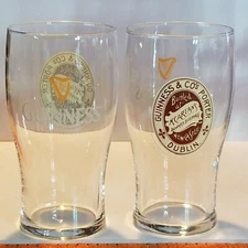 Lot of 2 Guinness Porter Dublin Beer Tulip Style Glasses 20 oz 6 1/4" Tall 