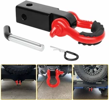 2" Tow Shackle Hitch Receiver 3/4" D-Ring Recovery Heavy Duty For Truck Jeep SUV