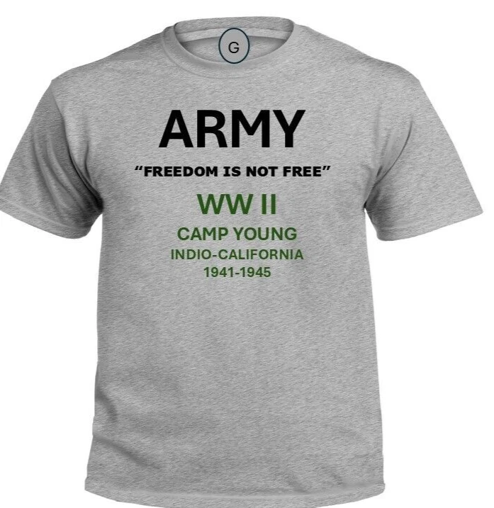 CAMP YOUNG* INDIO-CALIFORNIA* 1941-1945*WW II*PT SHIRT. OFFICIALLY LICENSED