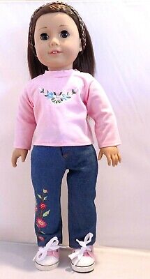 Lavender Embroidered Jeans 3pc Set Fits 18 inch American Girl Dolls