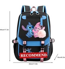 Stitch Backpack 17in School Backpack Set with USB Charging Pencil Box for Gifts