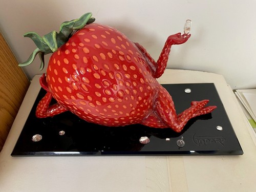 Michael Godard Sexy Strawberry Figurine BROKEN CHAMPAGNE GLASS STEM see pic