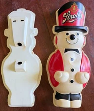 Vintage 1985 Stroh's Beer Frosty Snowman Christmas Bar Decor LOTS OF WEAR READ