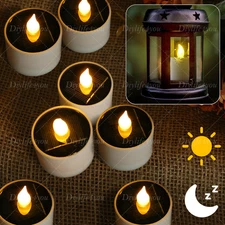6/12PCS Solar Powered LED Candle Light Flickering LED Tea Lights Waterproof Lamp