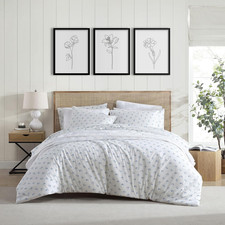 - Queen Duvet Cover Set, Breathable Cotton Percale Bedding with Matching Shams,