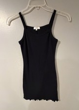 No Comment Black Knit Bodycon Mini Dress, Square Neck Sleeveless Stretch, XS