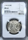 1944-D U.S. 50c Walking Liberty Half Dollar NGC MS64