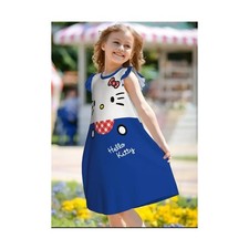 New Girls Sanrio Hello Kitty Crew Neck Ruffle Sleeve Dress