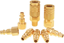 8-Piece 1/4" NPT Air Compressor Fittings, Solid Brass Quick Connect Air Line Hos