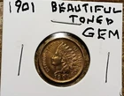 BEAUTIFULLY TONED  1901 INDIAN HEAD CENT / PENNY. SHARP LIBERTY , MUST SEE !