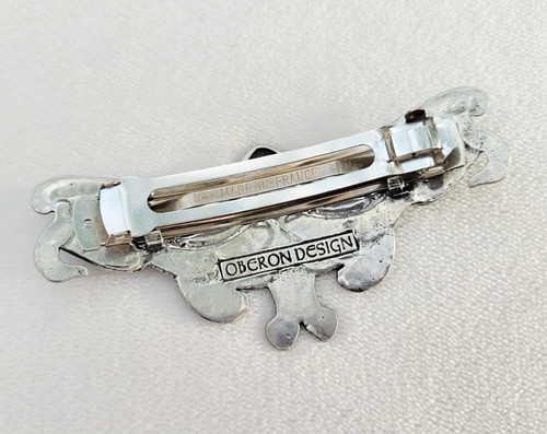 Vtg Oberon Design France Art Nouveau Silver Tone Hair Clip Barrette - Picture 2 of 5