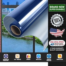 Blue One Way Privacy Film, Window Tint for Home, Mirror Vinyl Roll Heat Control