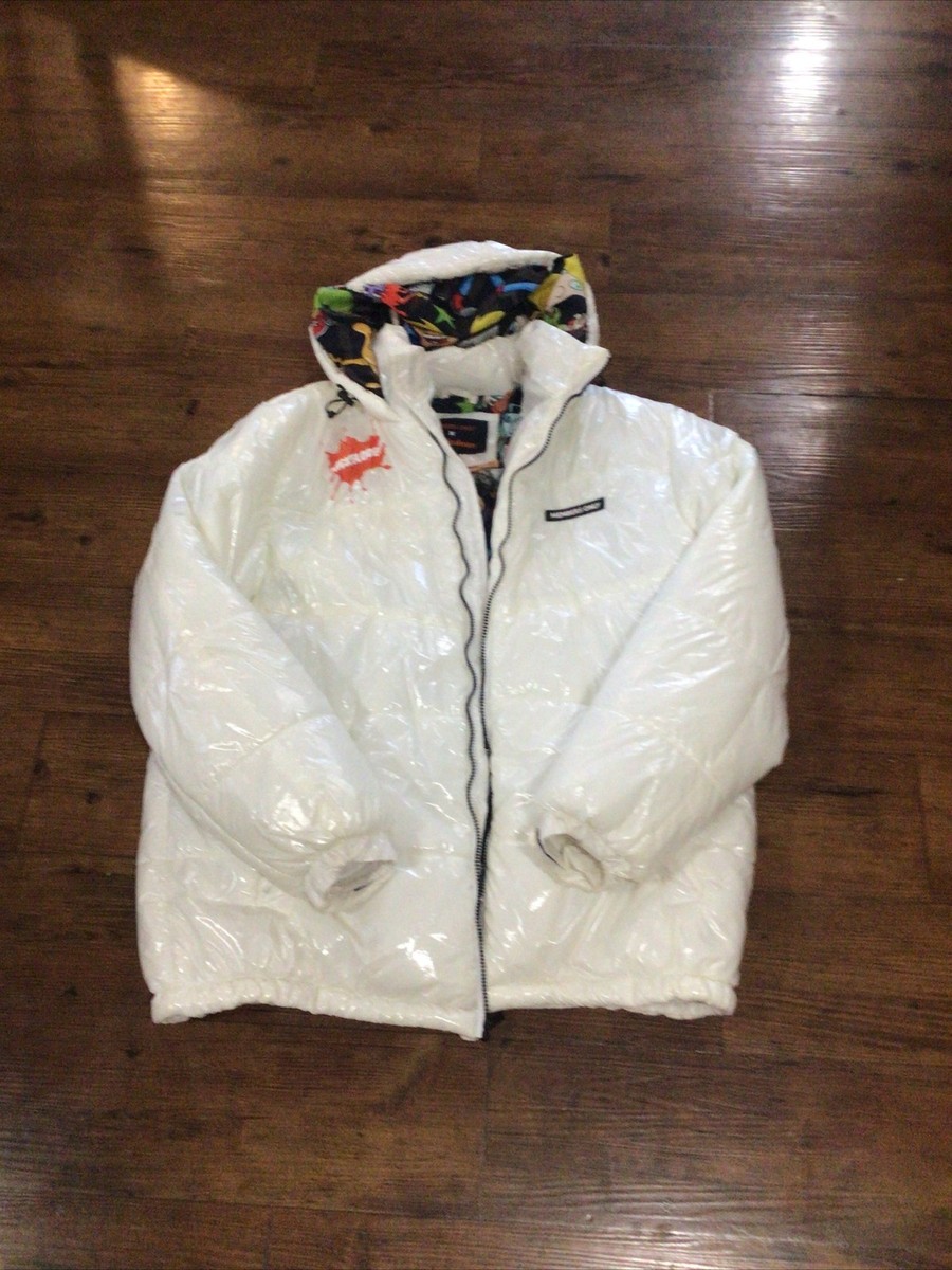 Members Only Nickelodeon 90s Cartoon Lg Puffer White Coat with