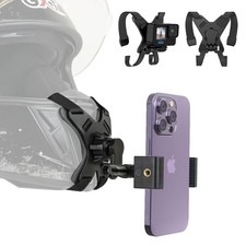SOH Motorcycle Helmet Chin Strap Mount Phone Holder Clip for GoPro & Phones