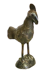 #3370  Vintage Bronze AfricanTribal Benin Bronze Rooster 10.5" H