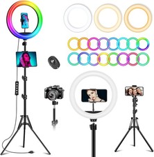 Anillo de luz LED con 51 modos de colores RGB y soporte para tr pode de 75" NEW