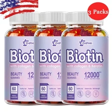 Collagen Biotin Gummies for Hair,Skin,Nails,Premium Collagen Vitamin Supplement